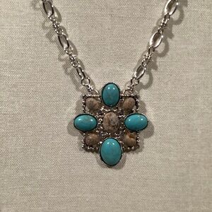 Stunning Silver and Turquoise Pendant Necklace